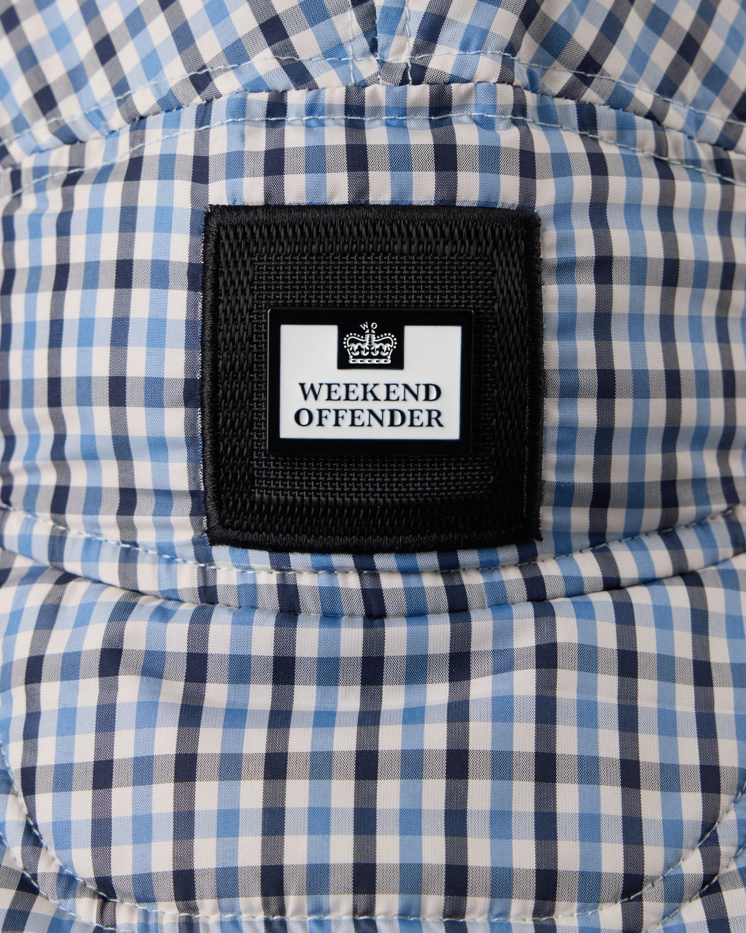 Weekend Offender Zabit Peaked Trapper Hat Blue House Check - Image 3