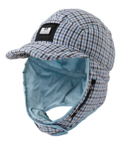 Weekend Offender Zabit Peaked Trapper Hat Blue House Check