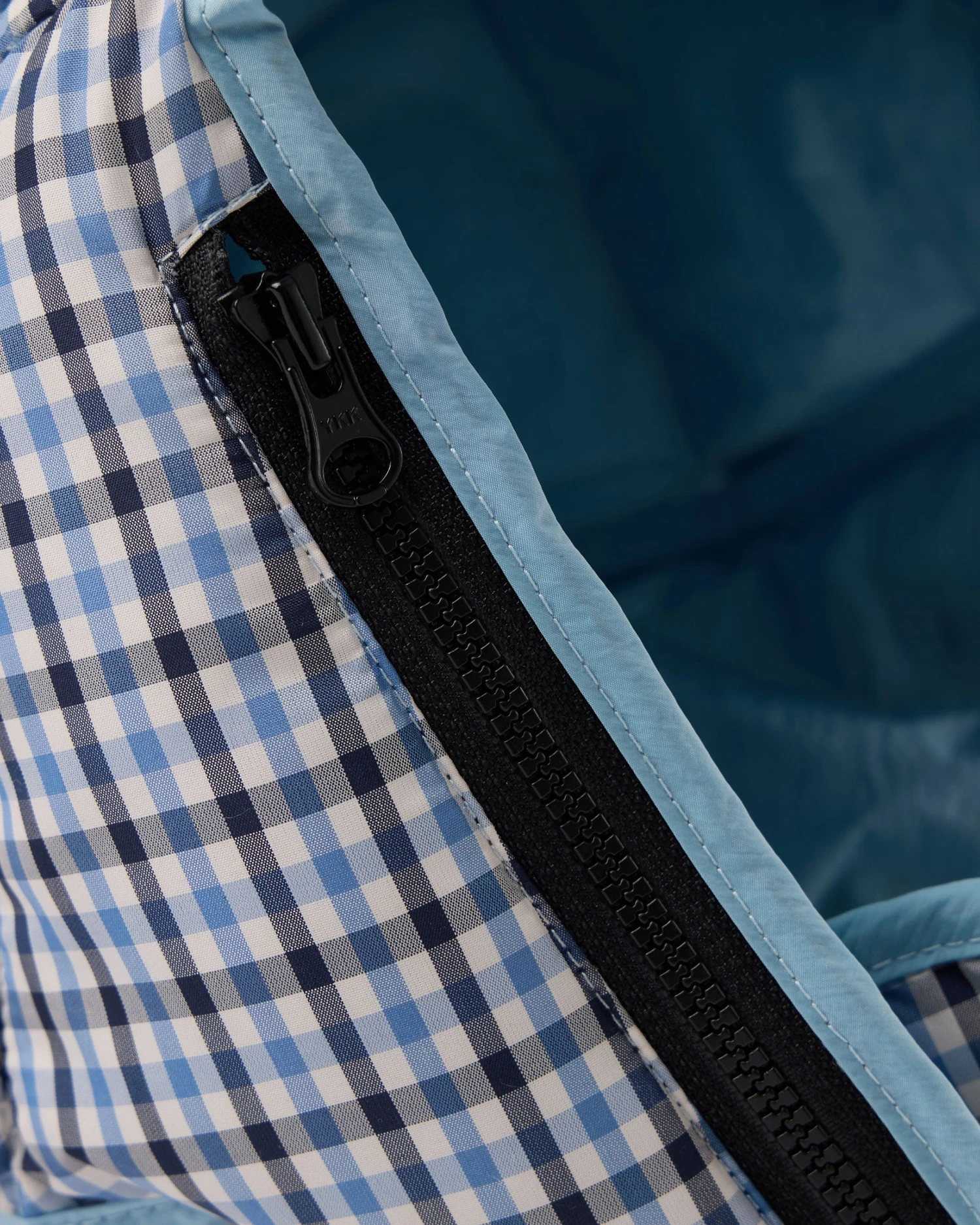 Weekend Offender Zabit Peaked Trapper Hat Blue House Check - Image 4