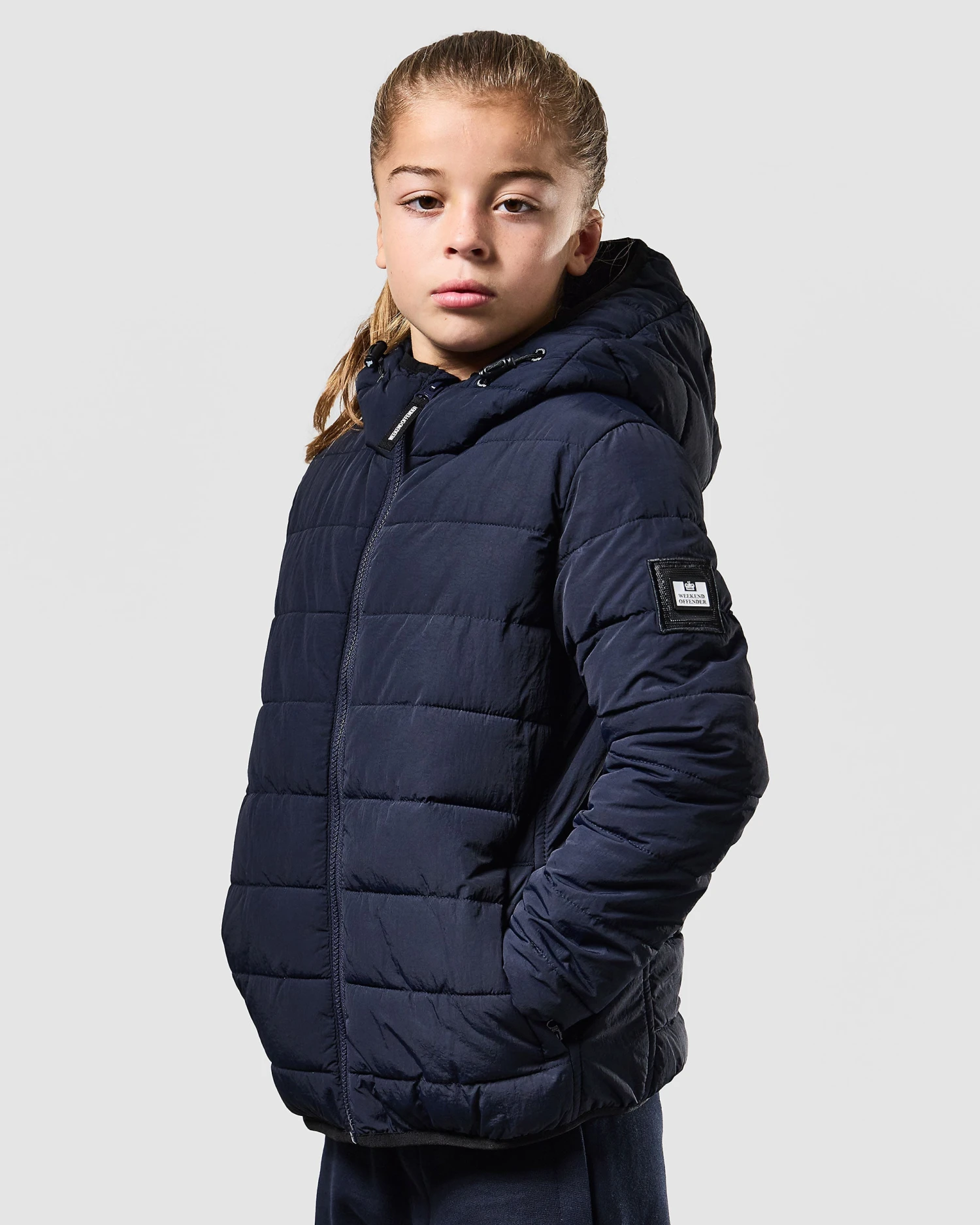 Weekend Offender Kids La Guardia Puffer Jacket Navy - Image 3