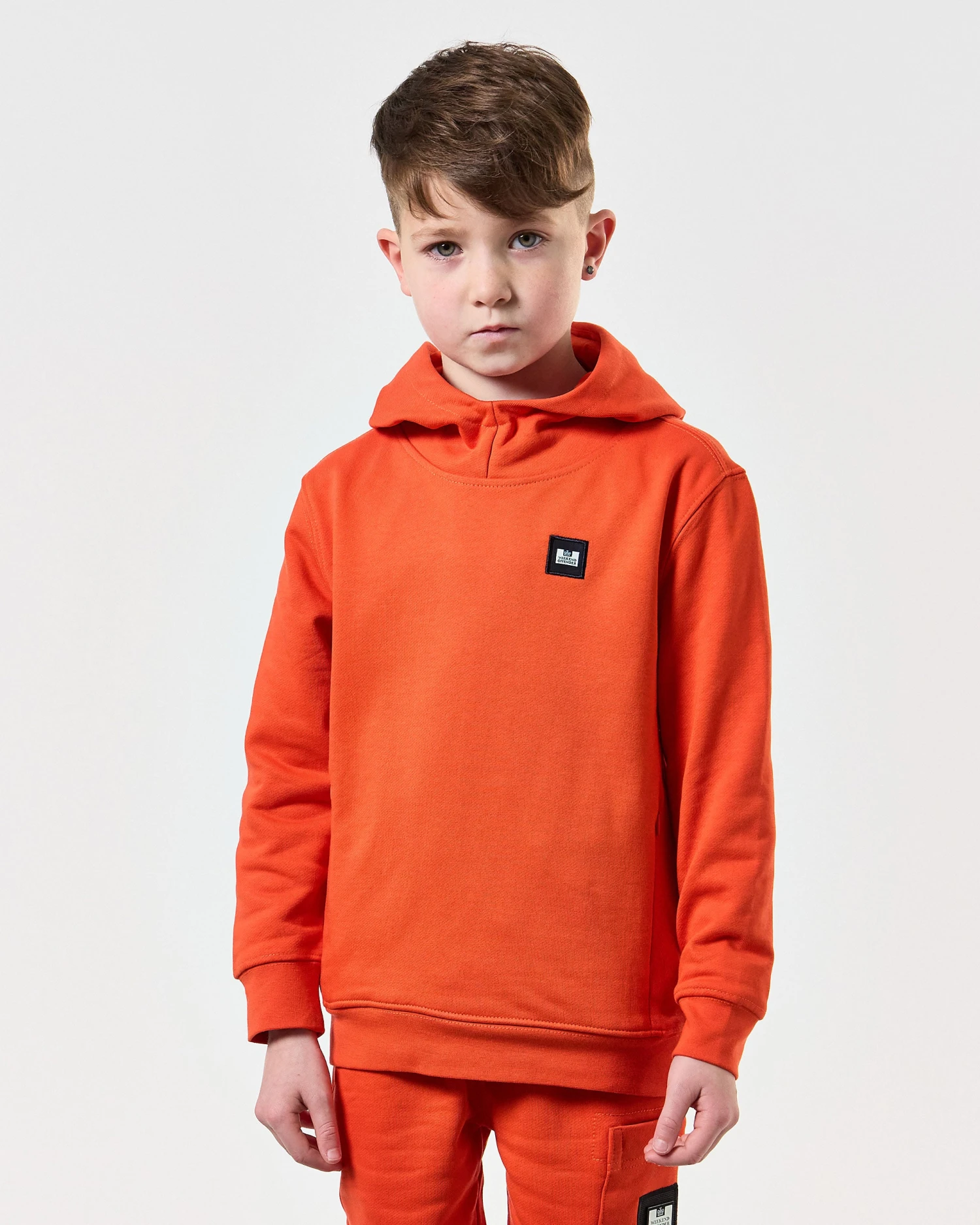 Weekend Offender Kids Ribbe Hoodie Pure Orange - Image 3