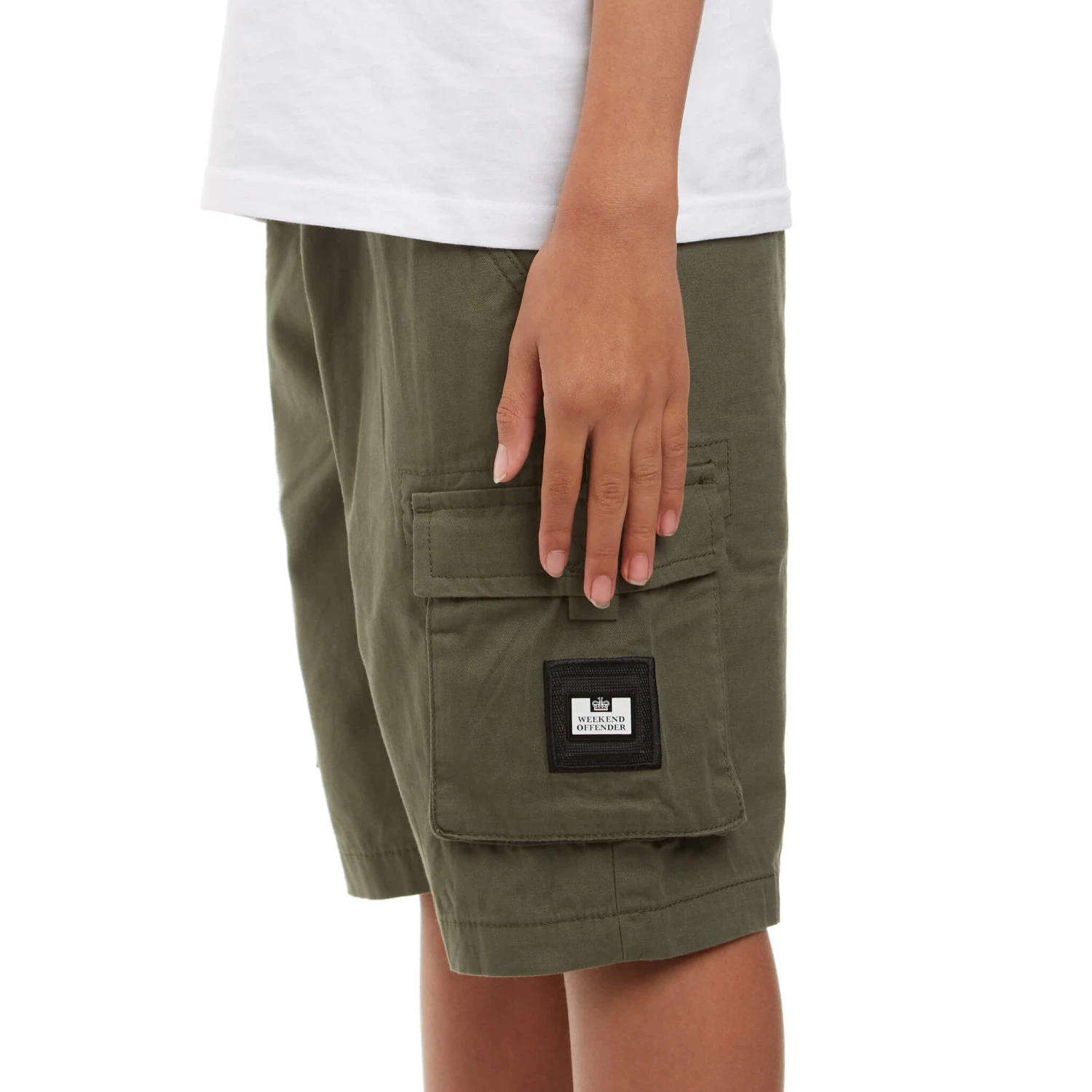 Weekend Offender Kids Mascia Cargo Shorts Dark Green - Image 2
