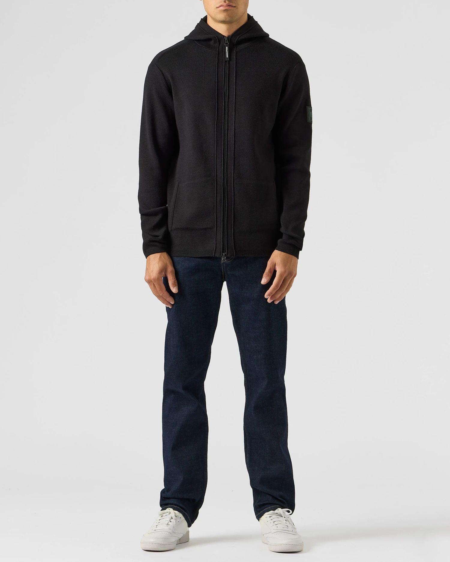 Weekend Offender Enzo Knitted Zip Hooded Sweater Black - Image 3