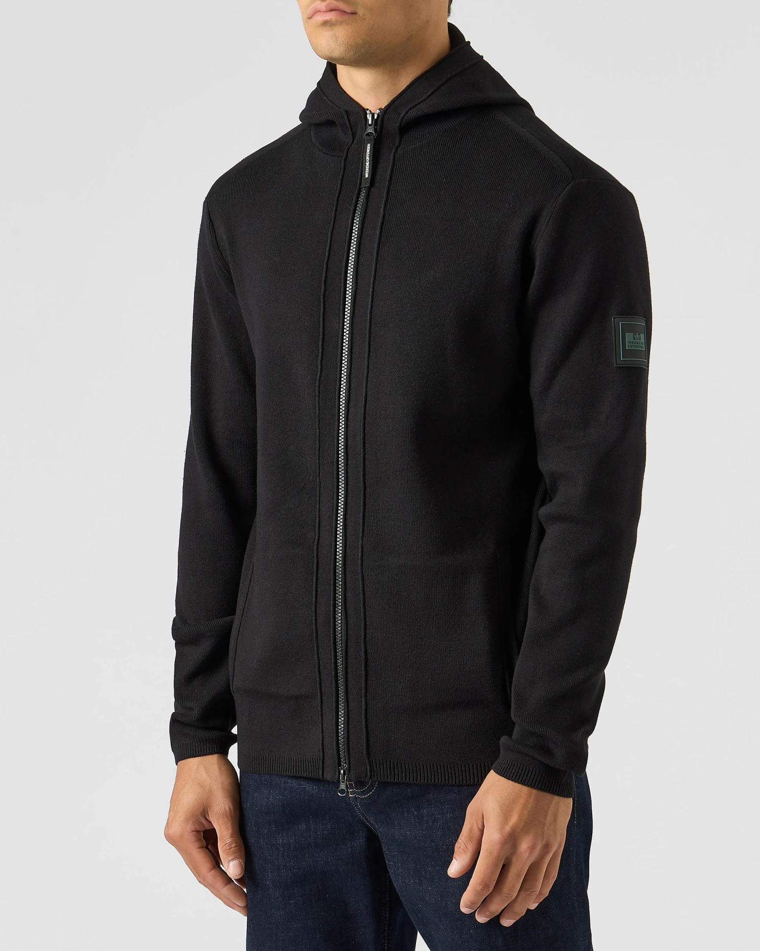 Weekend Offender Enzo Knitted Zip Hooded Sweater Black - Image 2