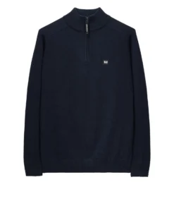 Weekend Offender Pierre Knitted Quarter Zip Sweater Navy