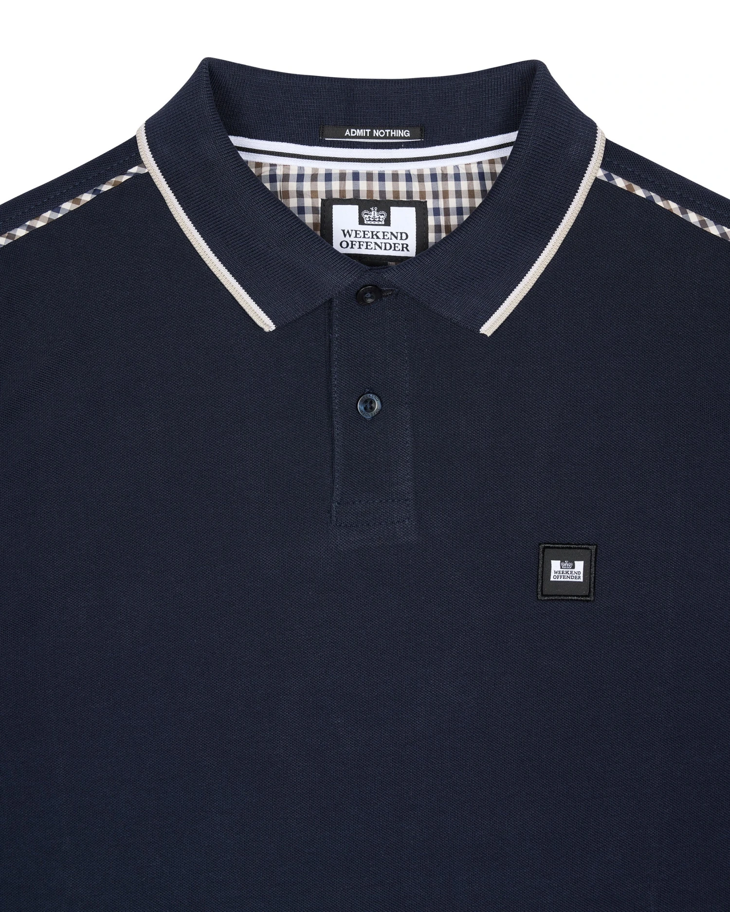 Weekend Offender Carola Long Sleeve Polo Shirt Navy/House Check - Image 5