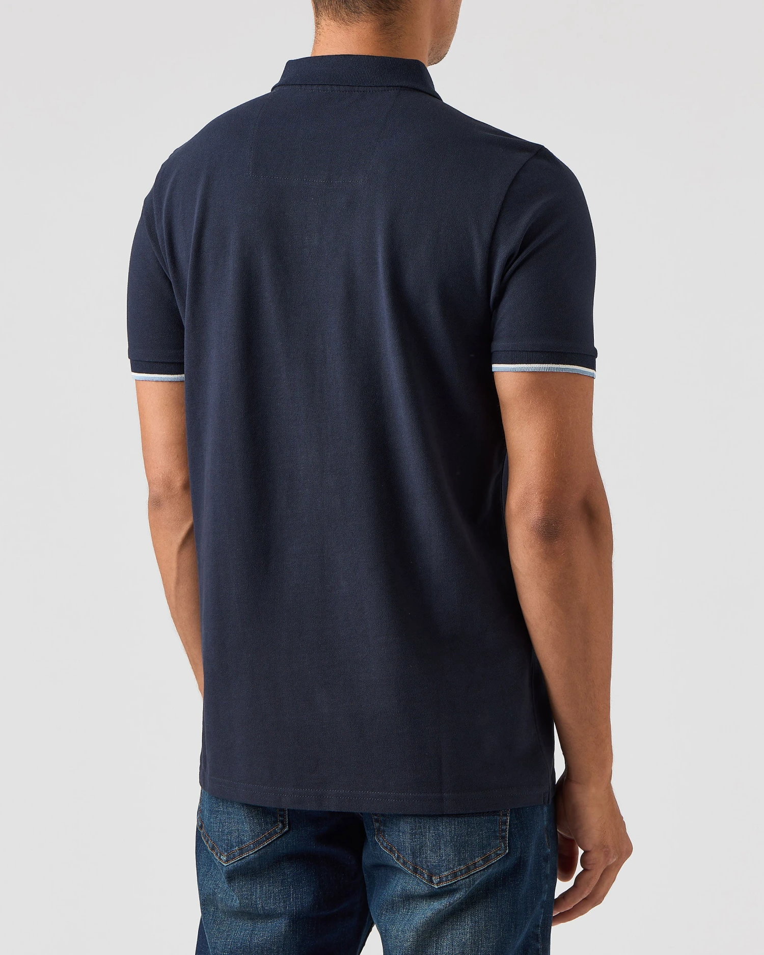 Weekend Offender Sakai Polo Shirt Navy/Blue House Check - Image 4