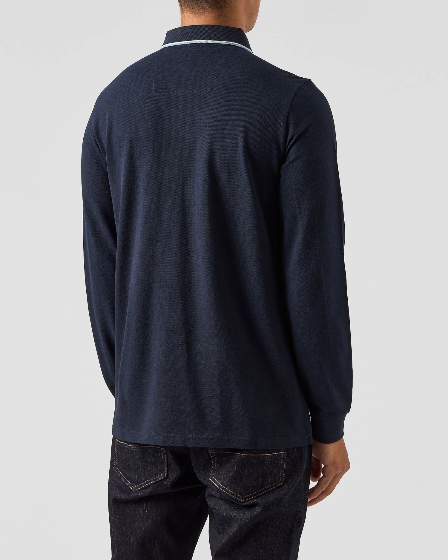 Weekend Offender Carola Long Sleeve Polo Shirt Navy/Blue House Check - Image 4