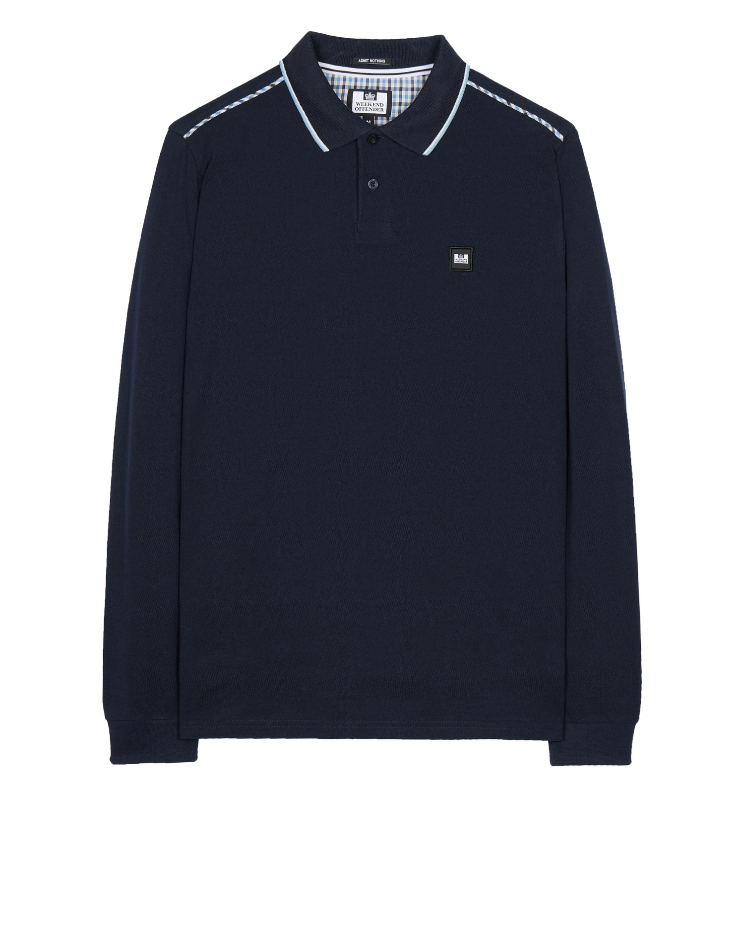 Weekend Offender Carola Long Sleeve Polo Shirt Navy/Blue House Check