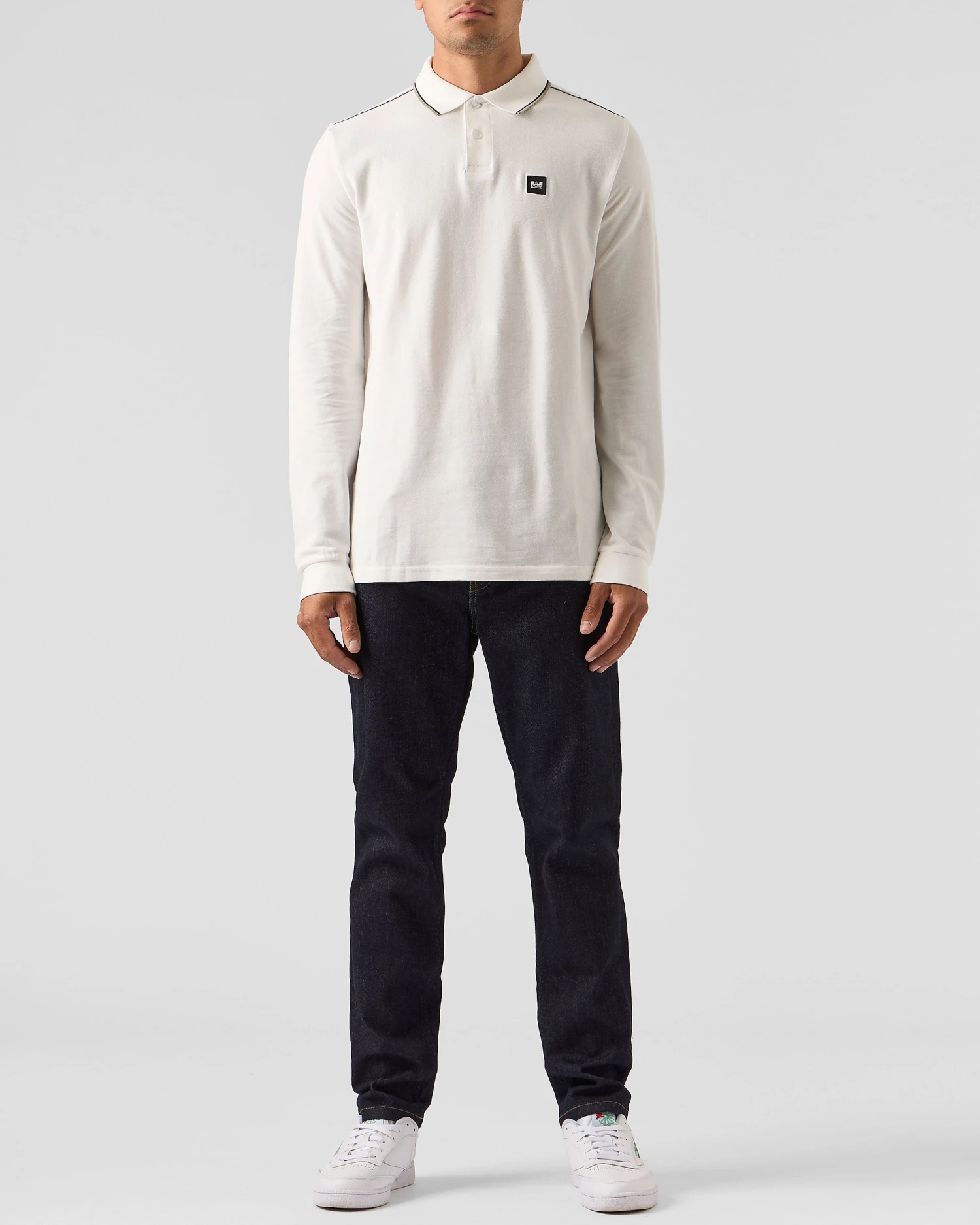 Weekend Offender Carola Long Sleeve Polo Shirt Winter White/House Check - Image 3