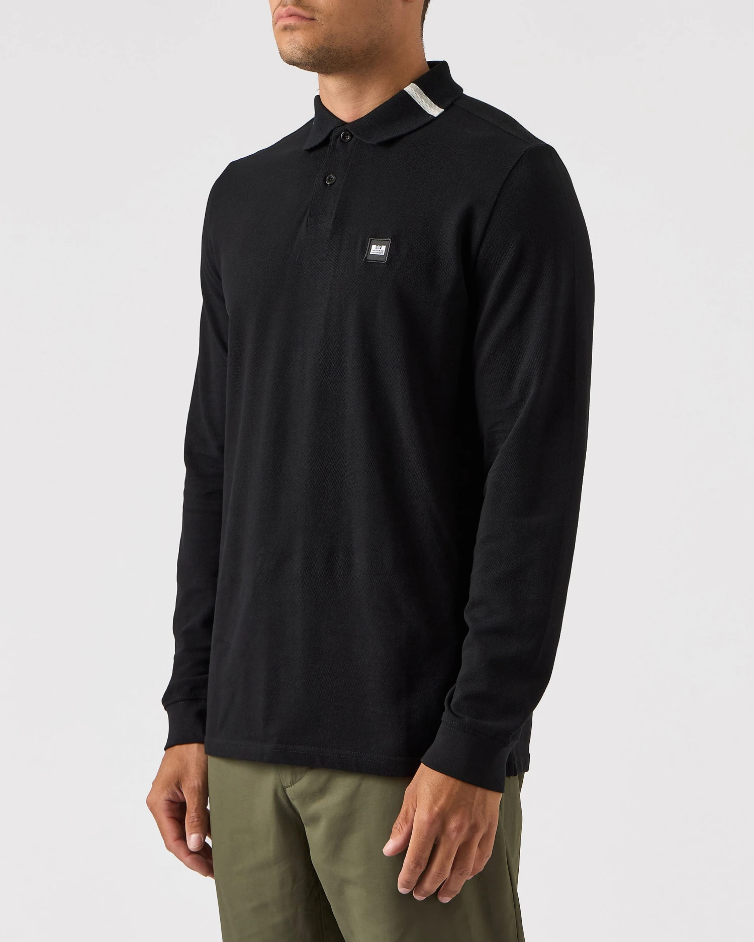 Weekend Offender Boman Long Sleeve Polo Shirt Black - Image 2