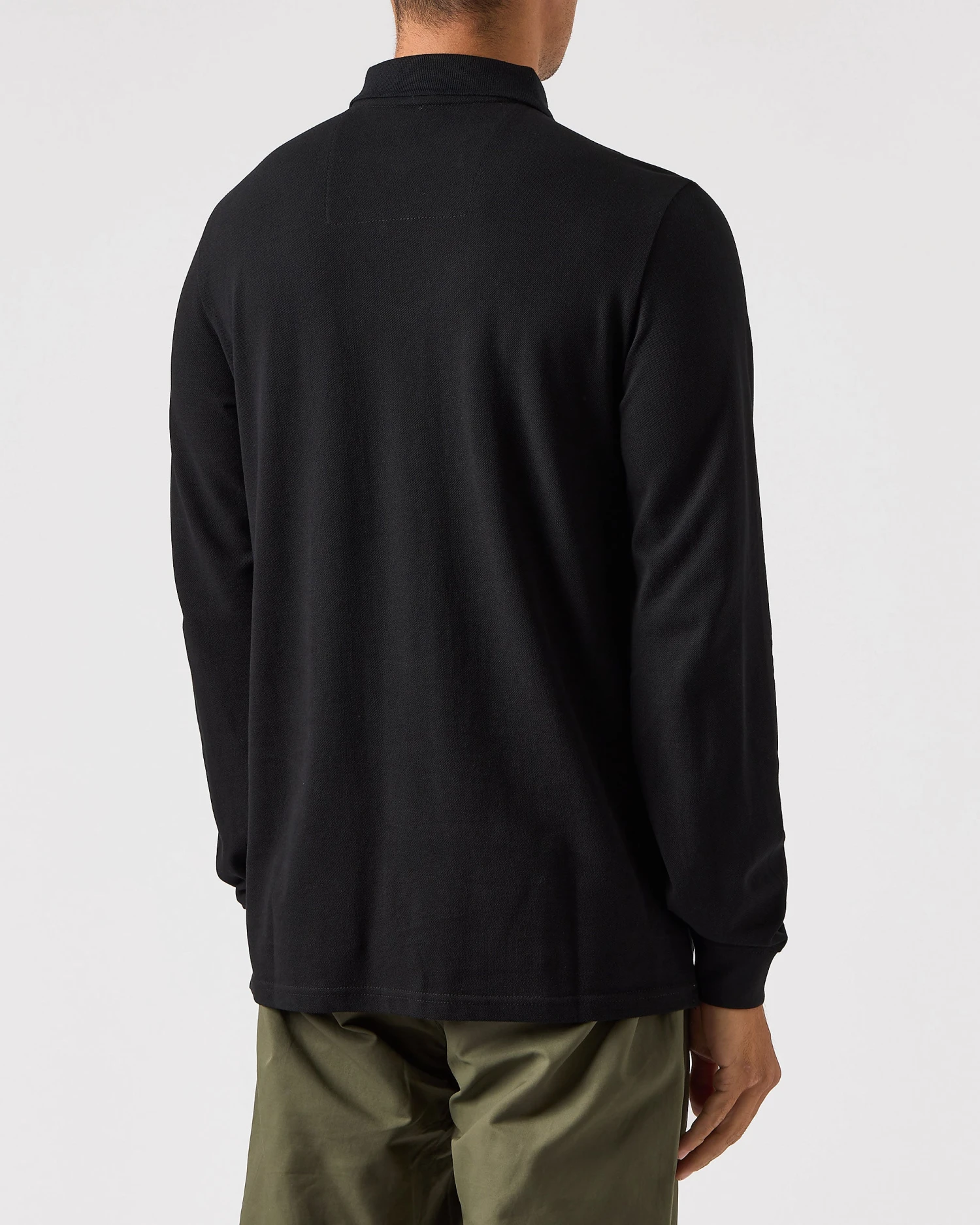 Weekend Offender Boman Long Sleeve Polo Shirt Black - Image 4