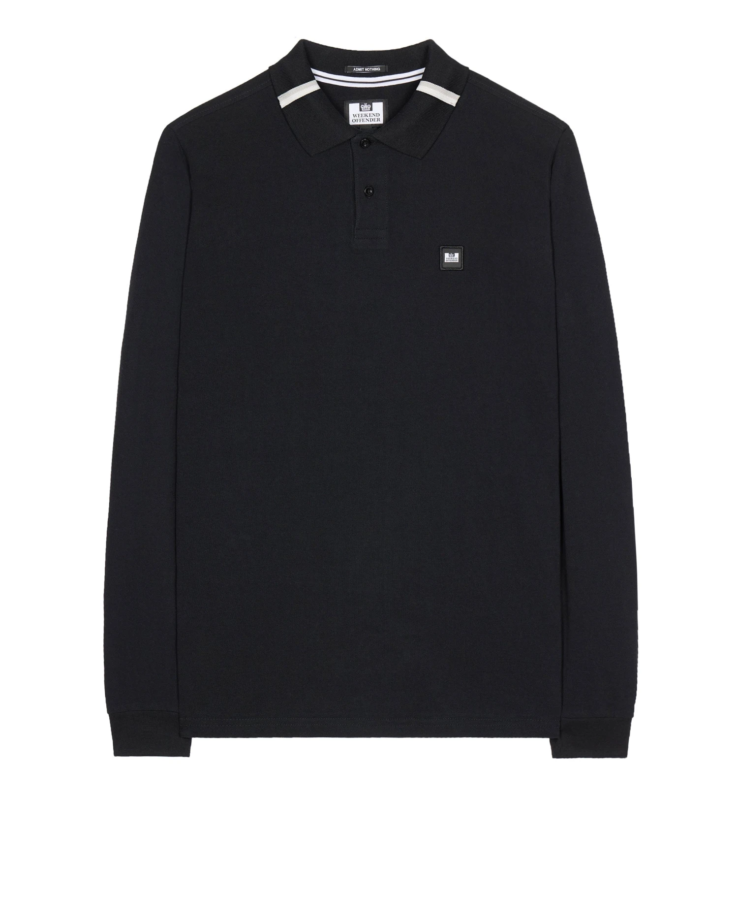 Weekend Offender Boman Long Sleeve Polo Shirt Black