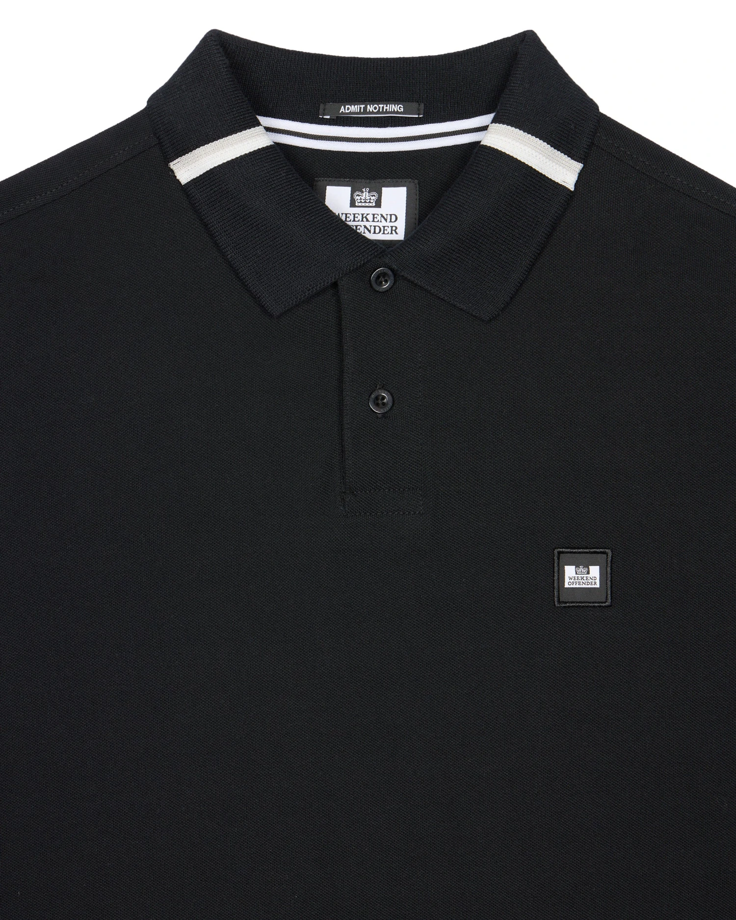 Weekend Offender Boman Long Sleeve Polo Shirt Black - Image 5
