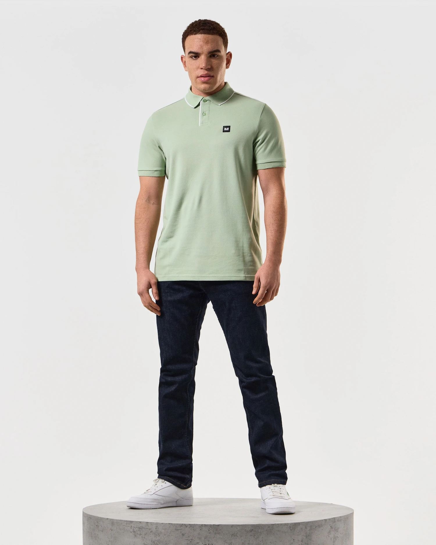 Weekend Offender Astola Polo Shirt Pale Moss Green - Image 2