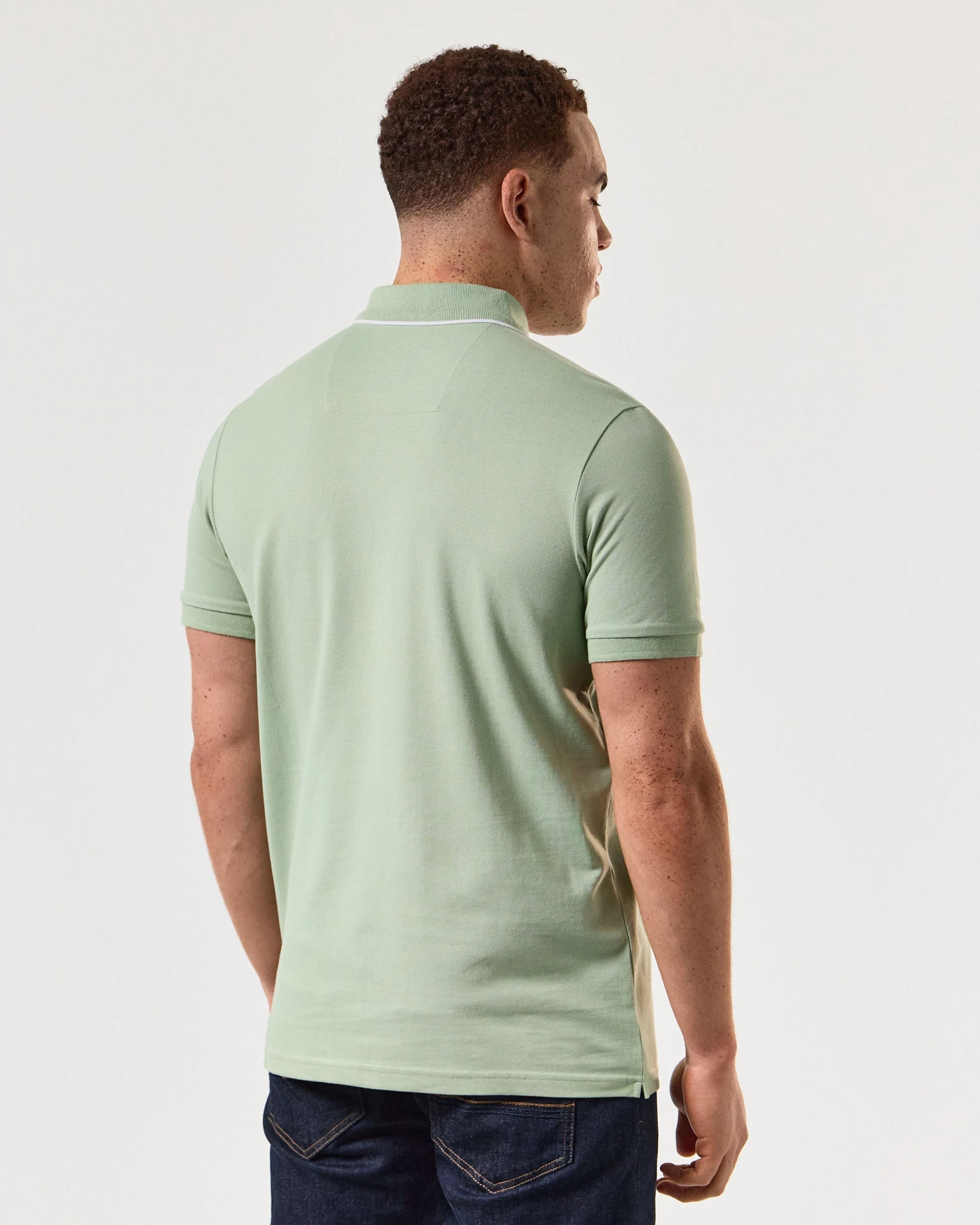 Weekend Offender Astola Polo Shirt Pale Moss Green - Image 5
