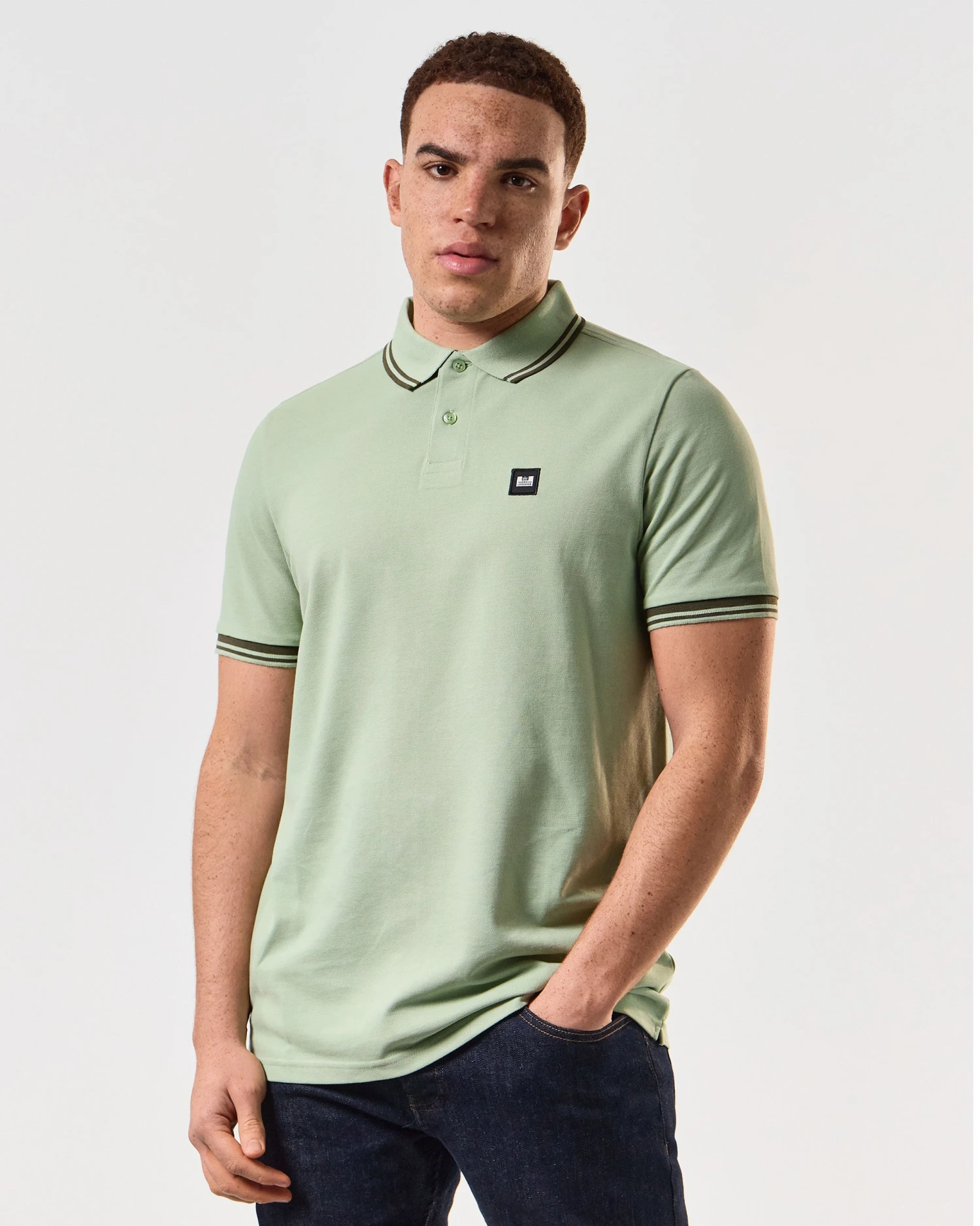 Weekend Offender Levanto Polo Shirt Pale Moss Green/Castle Green - Image 3