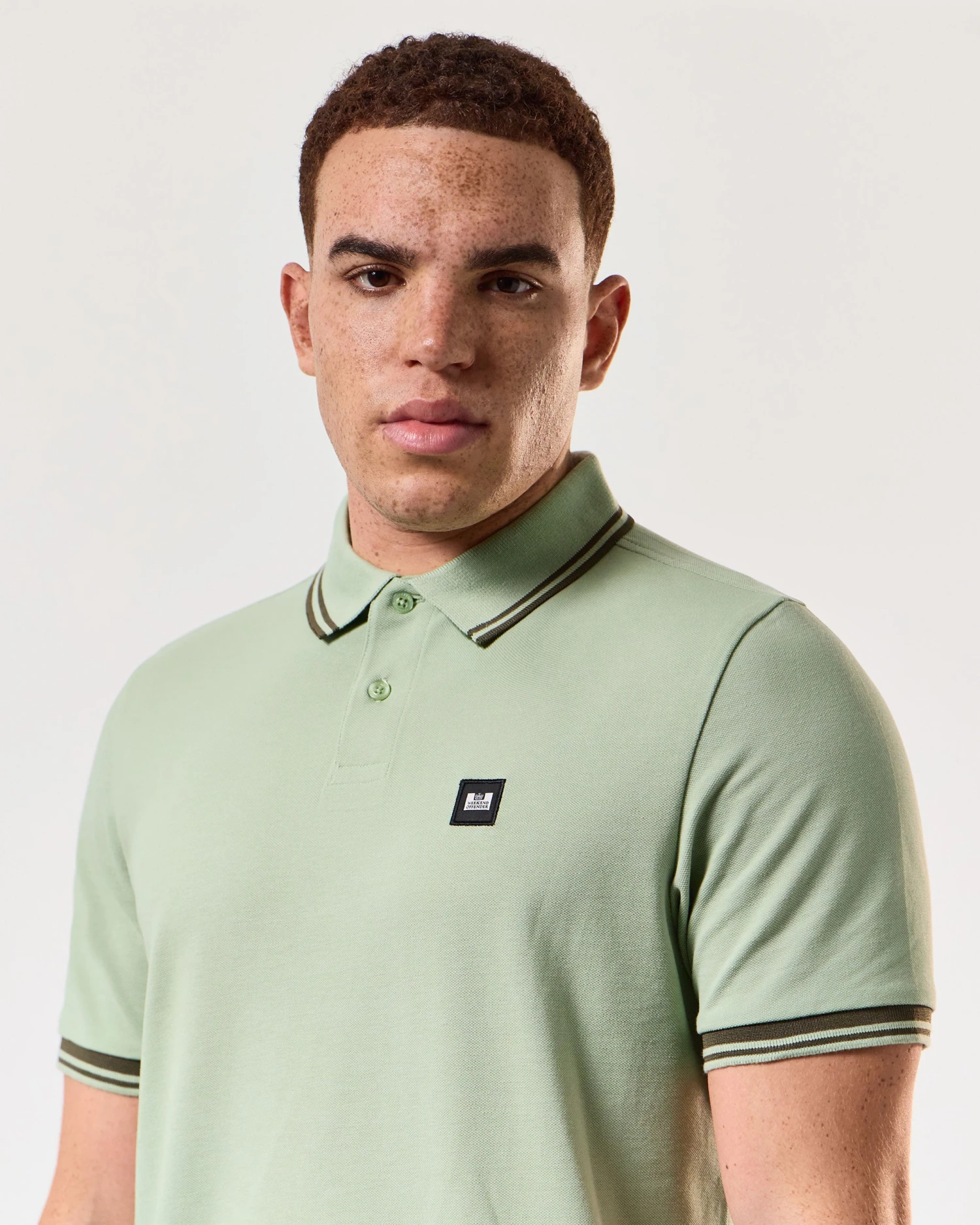Weekend Offender Levanto Polo Shirt Pale Moss Green/Castle Green - Image 4