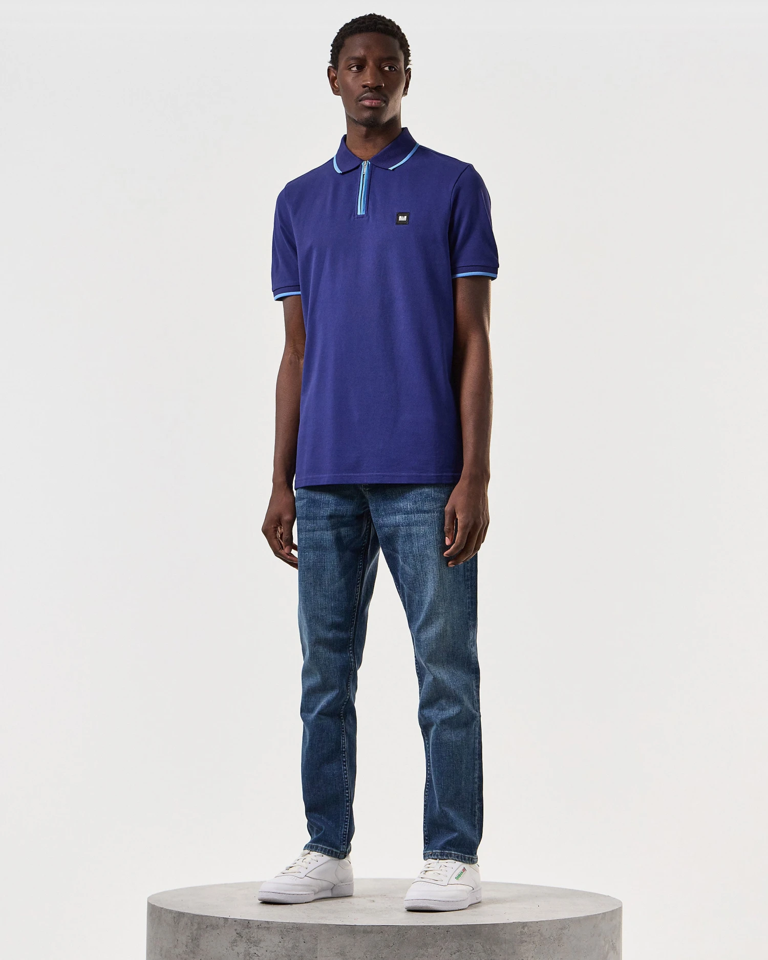 Weekend Offender Shore Polo Shirt Bright Navy - Image 2