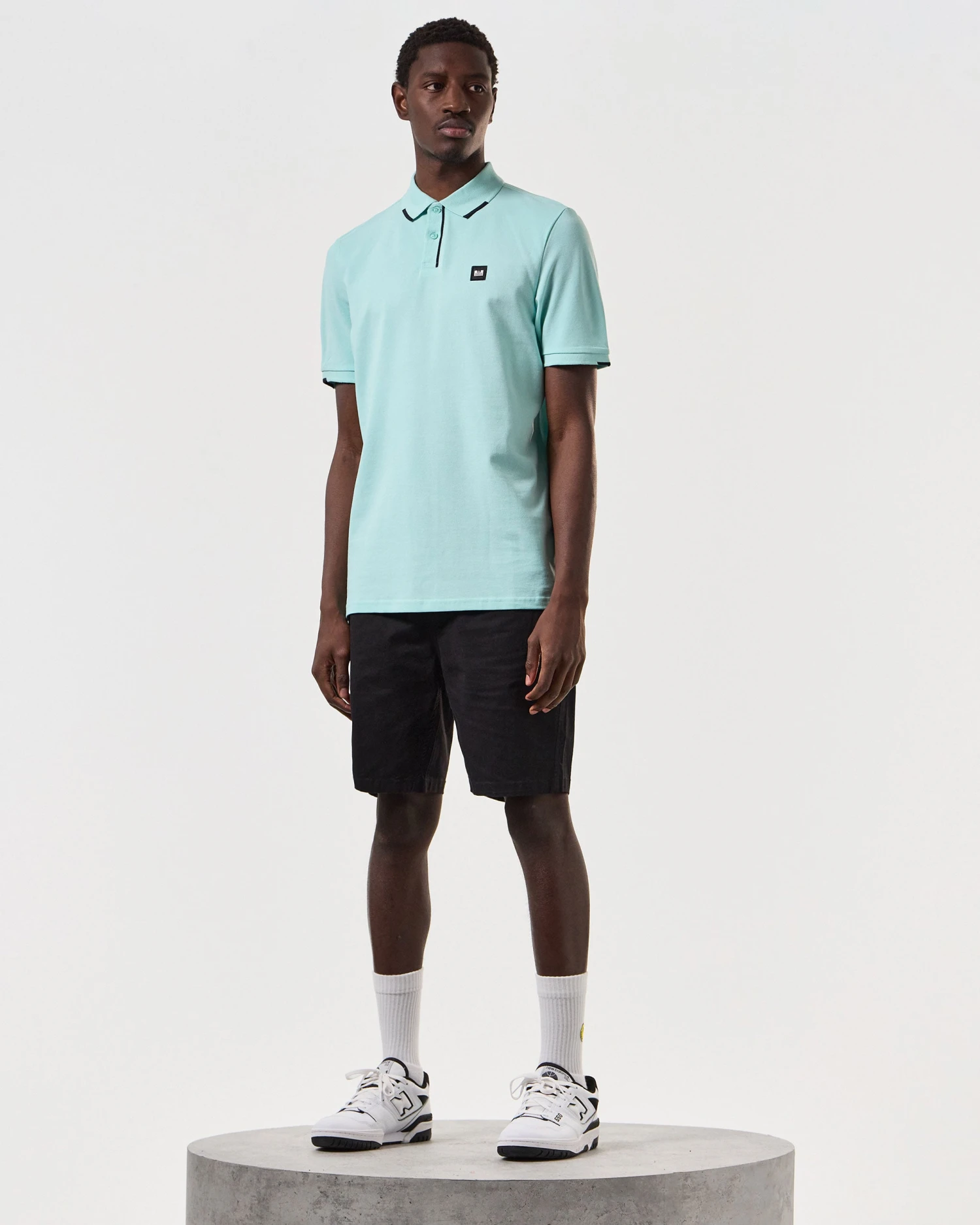 Weekend Offender Rivas Polo Shirt Celeste Green/Navy - Image 2