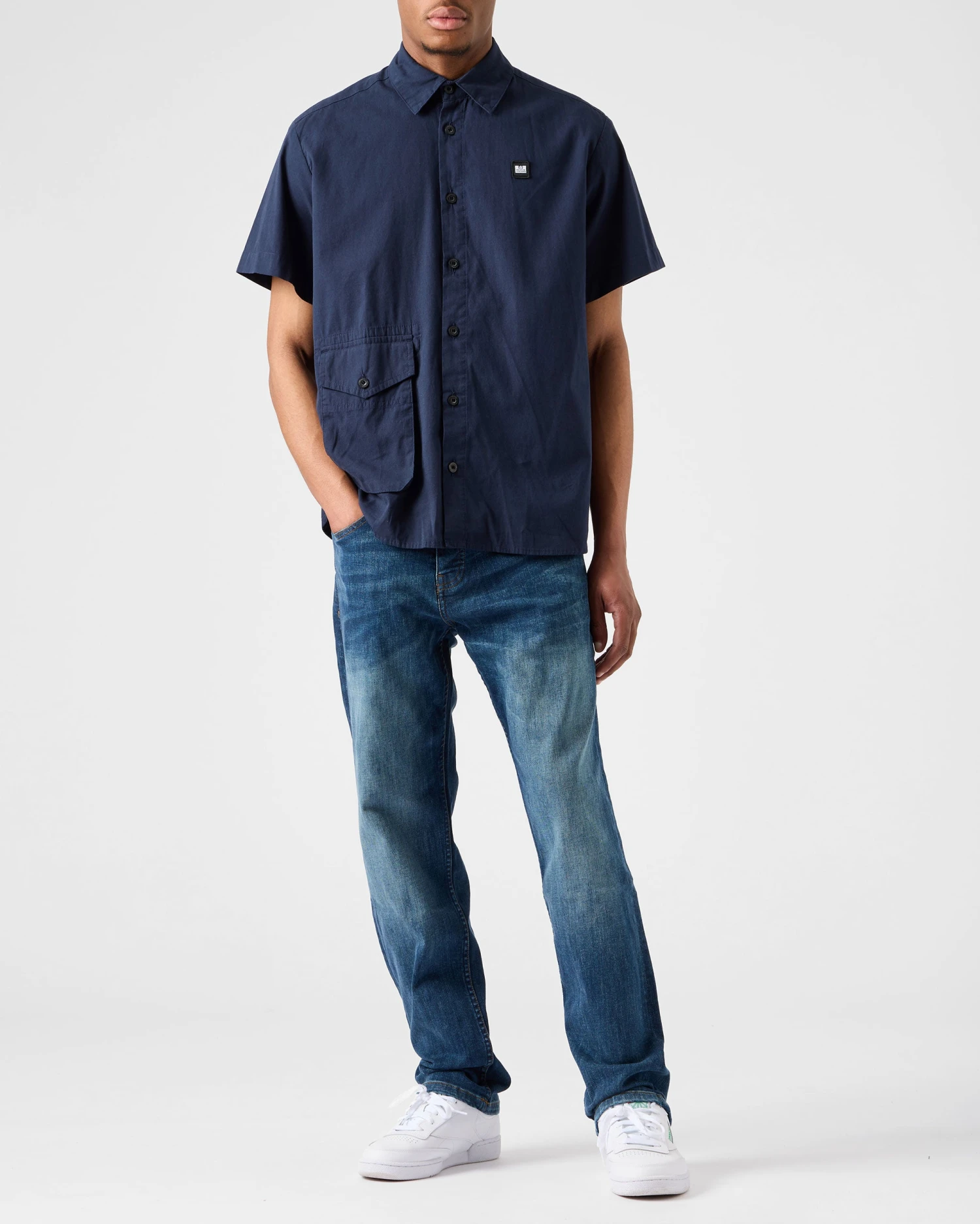 Weekend Offender Barboza Poplin Shirt Navy - Image 4