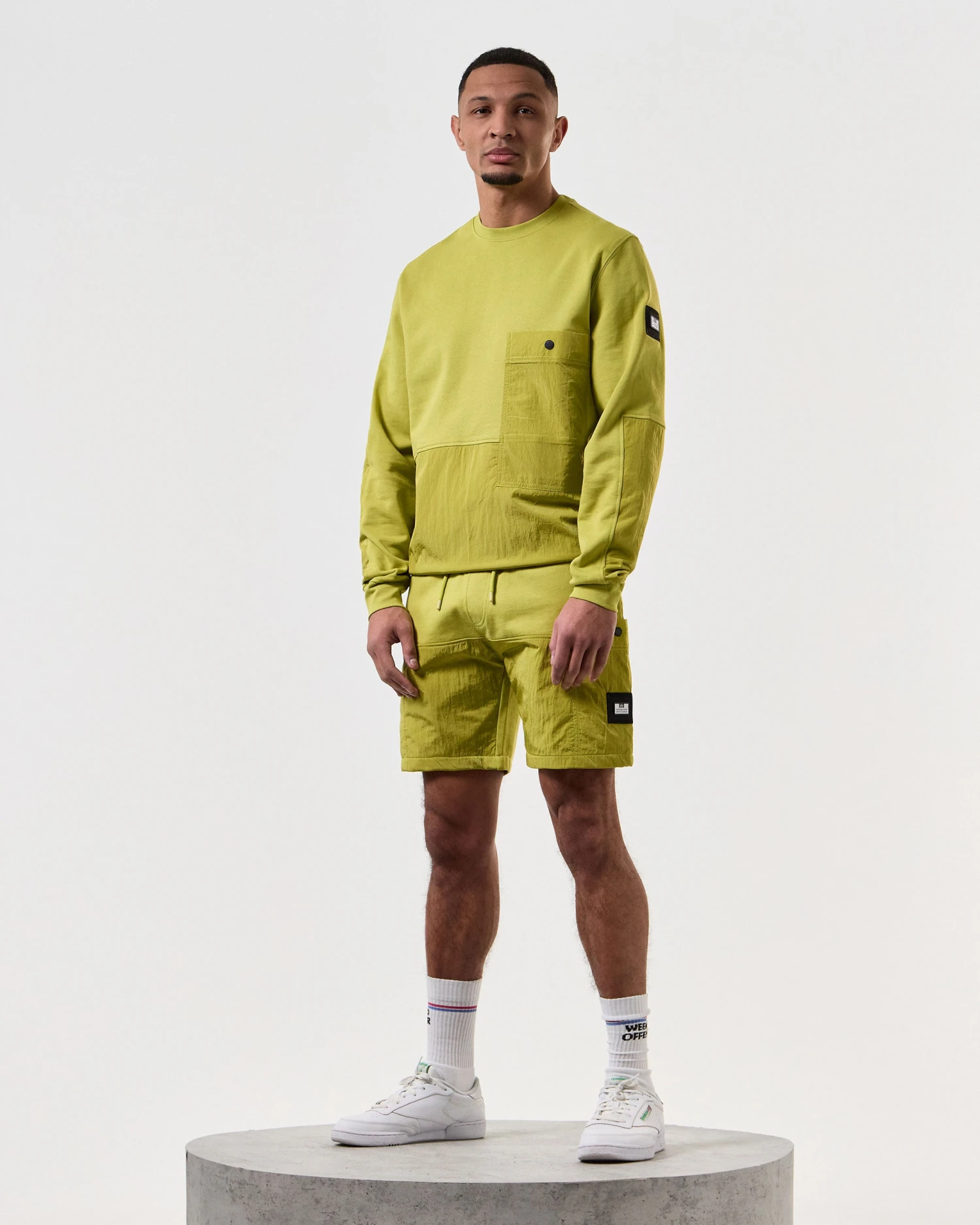 Weekend Offender Azeez Parachute Pocket Shorts Limeish Green - Image 2
