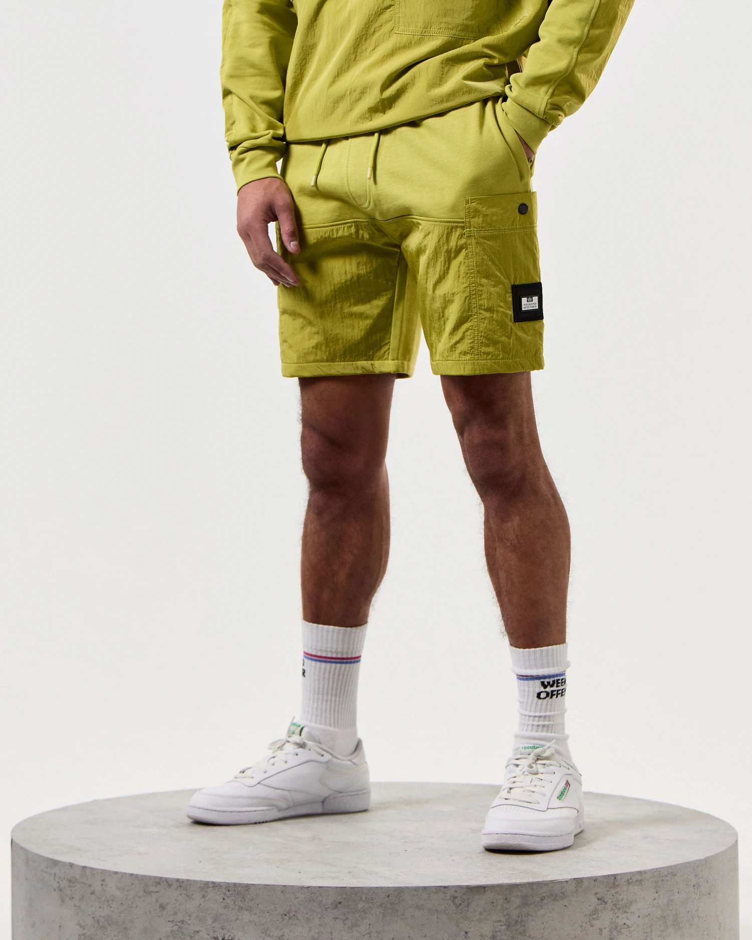 Weekend Offender Azeez Parachute Pocket Shorts Limeish Green - Image 3