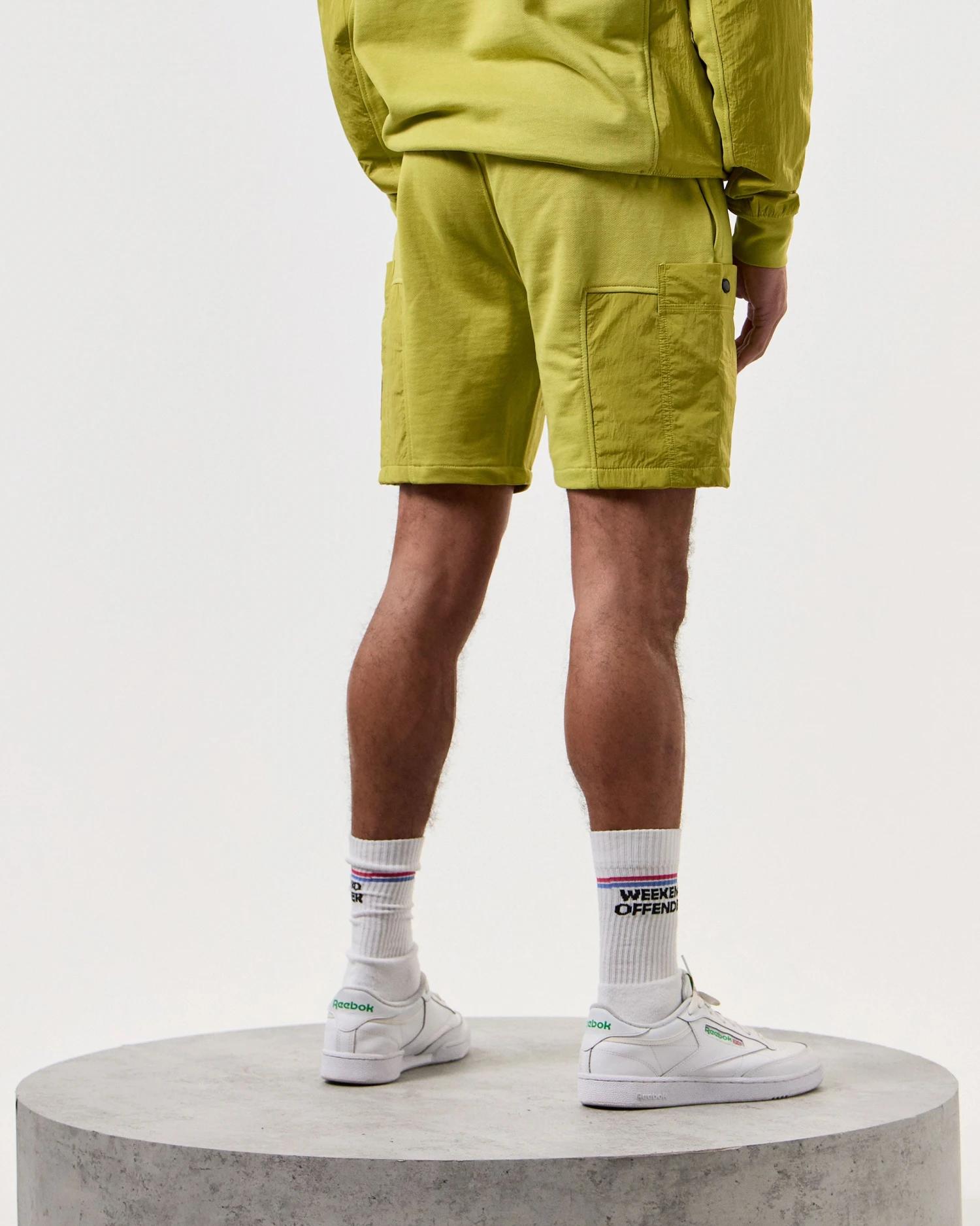 Weekend Offender Azeez Parachute Pocket Shorts Limeish Green - Image 4