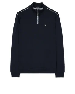 Weekend Offender Matisa Quarter Zip Sweatshirt Navy/Blue House Check