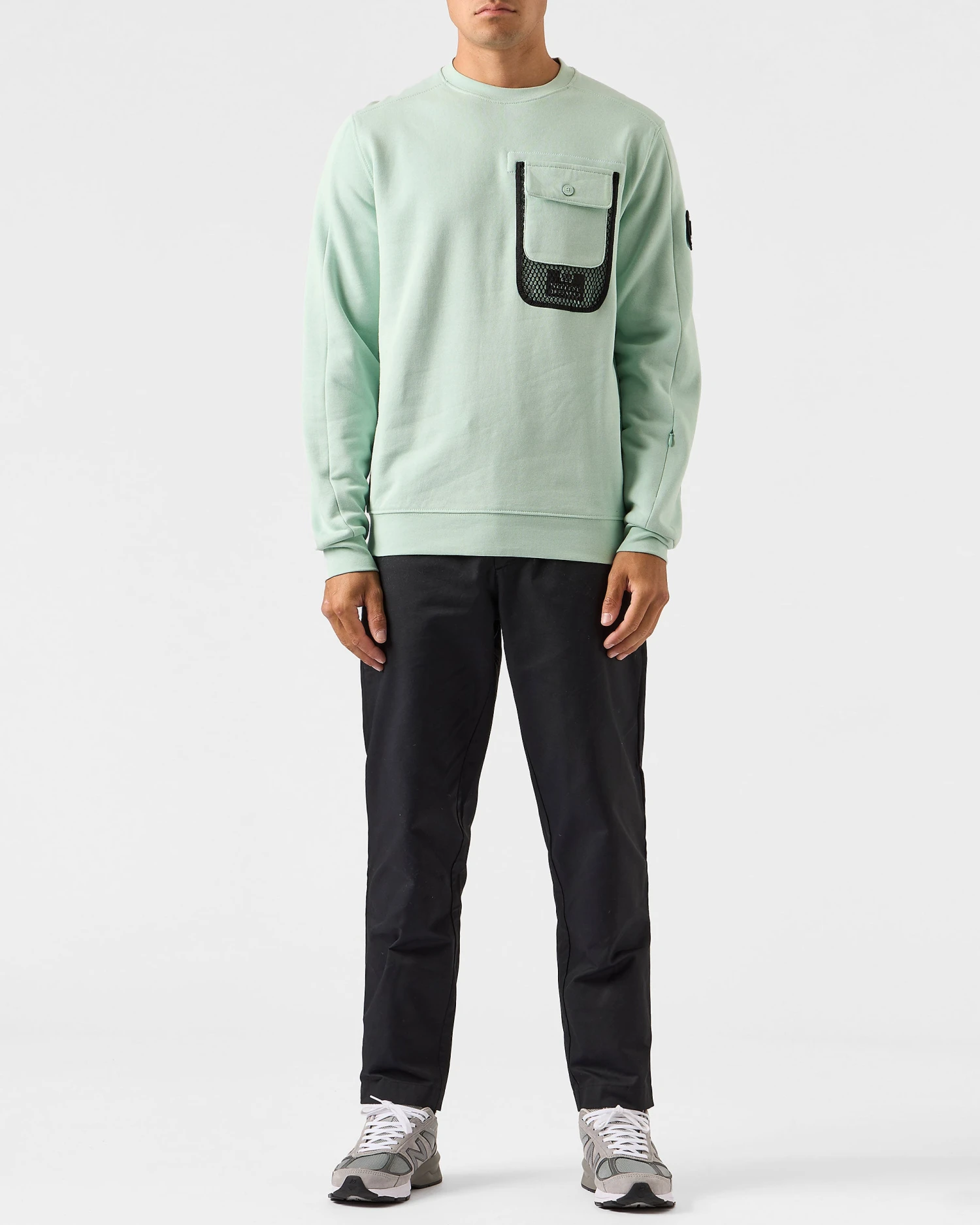 Weekend Offender Adiel Mesh Pocket Sweatshirt Mint Tea Green - Image 3