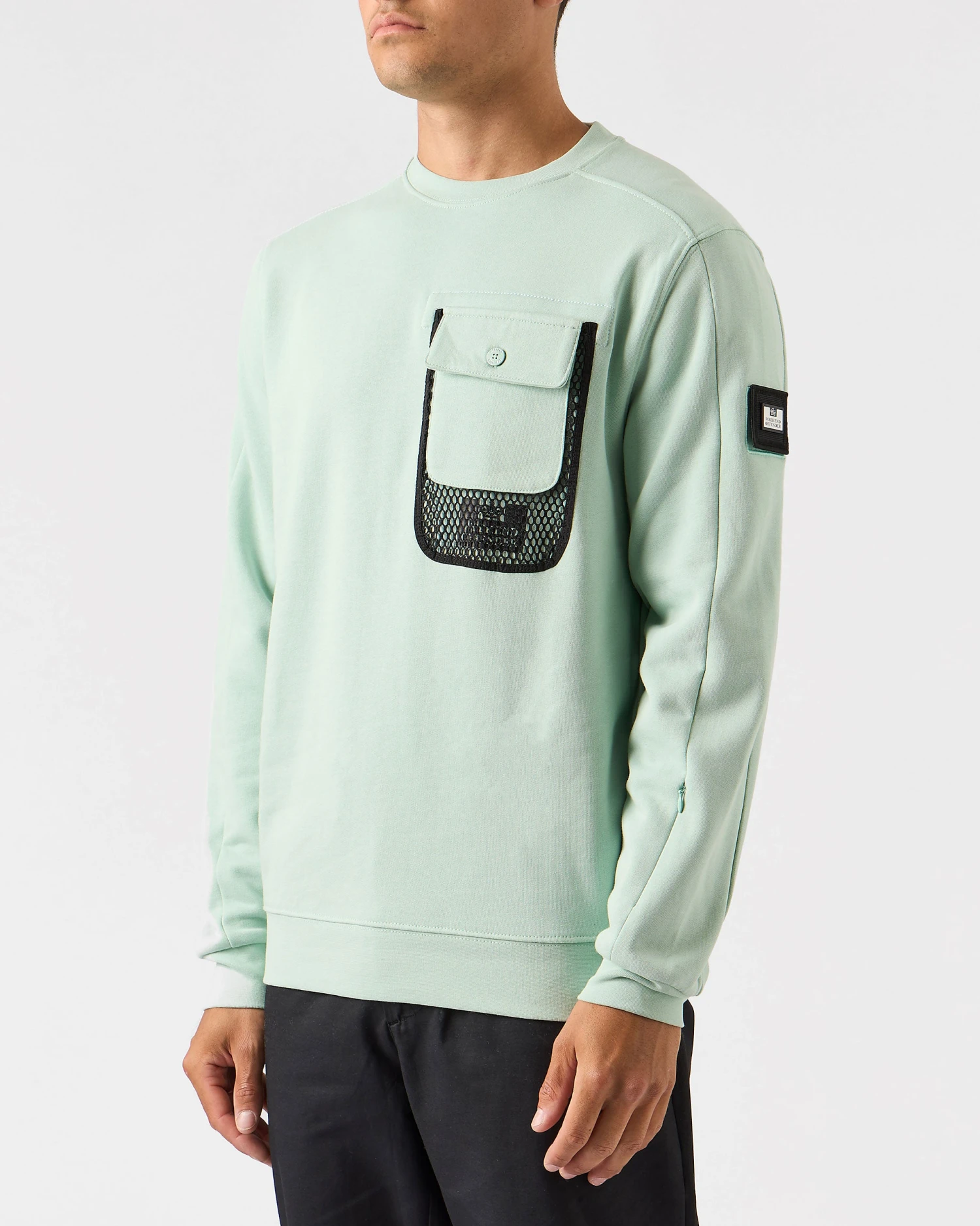 Weekend Offender Adiel Mesh Pocket Sweatshirt Mint Tea Green - Image 2