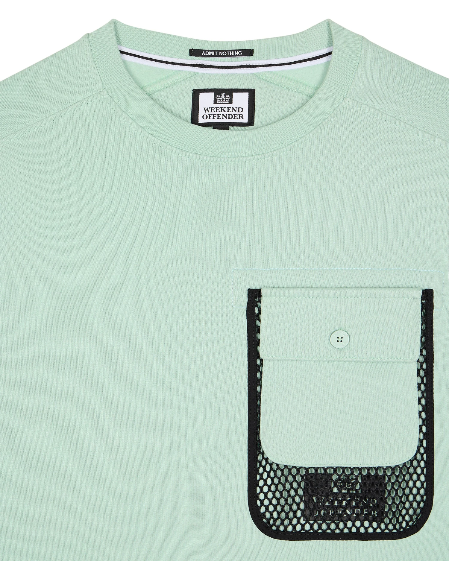 Weekend Offender Adiel Mesh Pocket Sweatshirt Mint Tea Green - Image 5