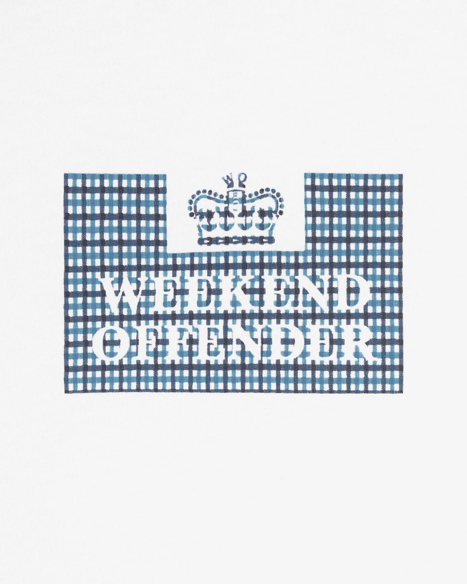 Weekend Offender Dygas T-Shirt White/Blue House Check - Image 6