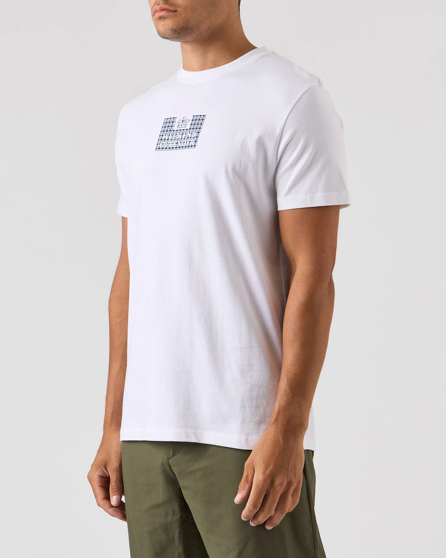 Weekend Offender Dygas T-Shirt White/Blue House Check - Image 3