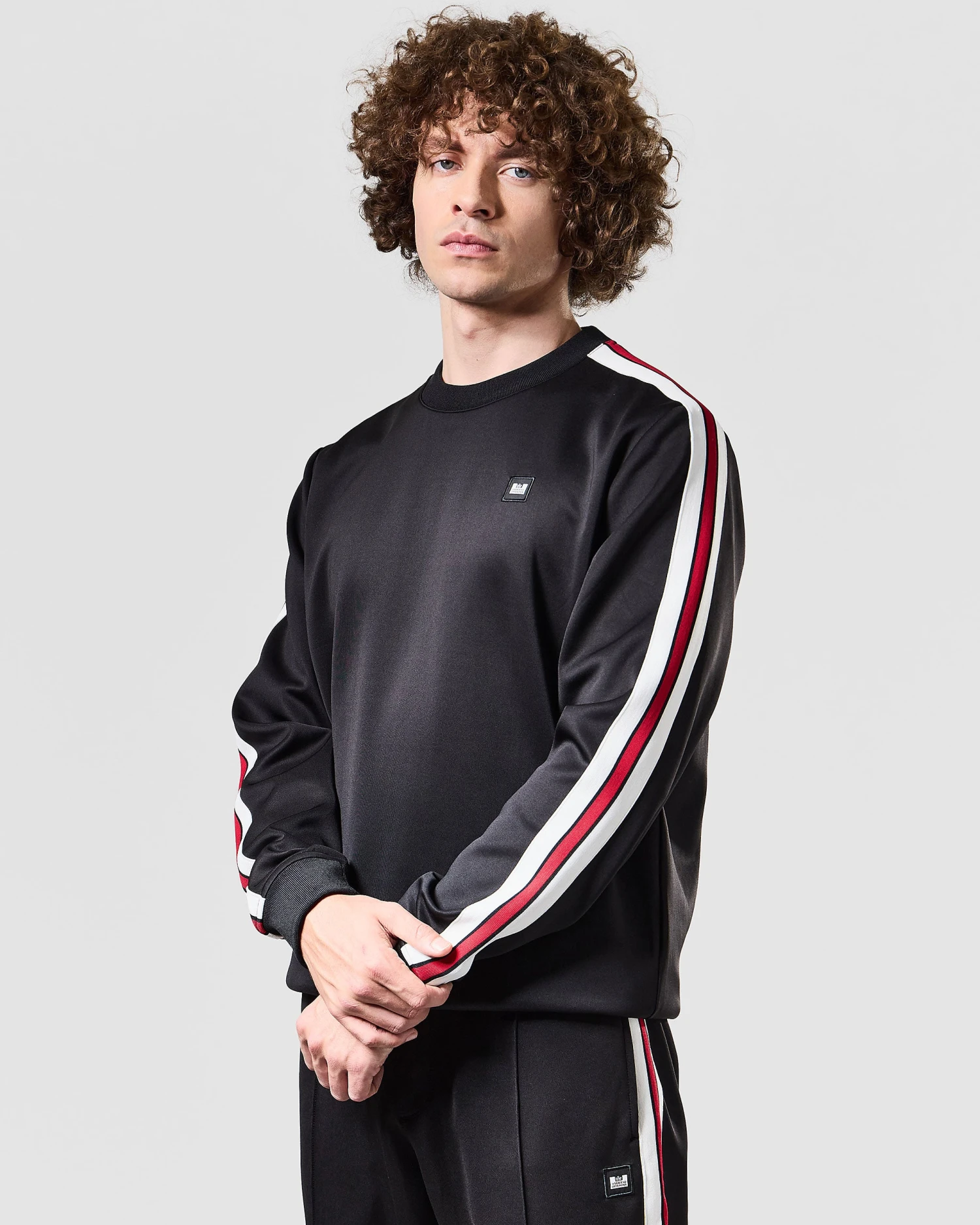Weekend Offender Gou Taped Neck Track Top Black - Image 2